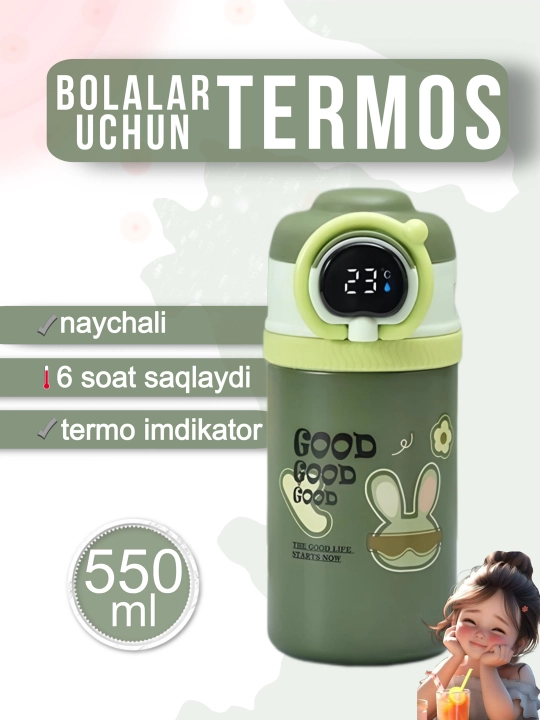 Bolalar uchun termos naychali, 550 ml, 650 ml, 680 ml