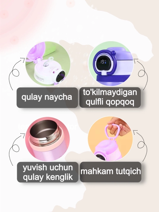 Bolalar uchun termos naychali, 550 ml, 650 ml, 680 ml