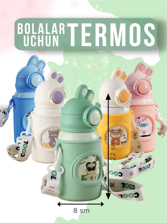 Bolalar uchun termos naychali, 550 ml, 650 ml, 680 ml