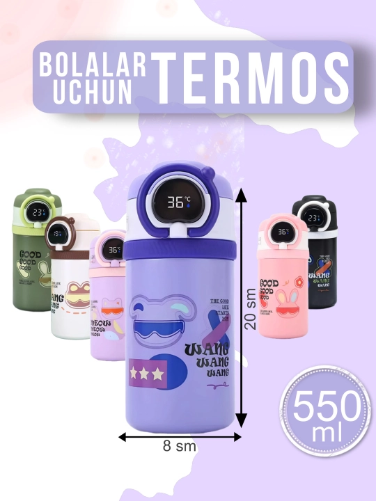 Bolalar uchun termos naychali, 550 ml, 650 ml, 680 ml