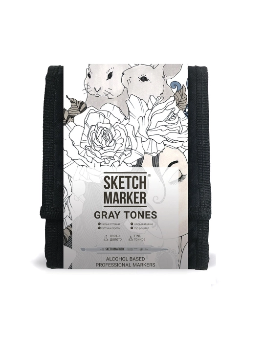Набор маркеров Sketchmarker Gray, серые оттенки, 12 шт - 
