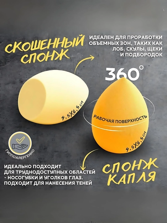 Набор косметических губок 4 в 1 с дорожным футляром