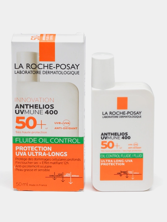 Yuz uchun quyoshdan himoya qiluvchi matlashtiruvchi suyuqlik SPF  50+ / PPD 56, LA ROCHE-POSAY ANTHELIOS UVMUNE 400, 50 ml