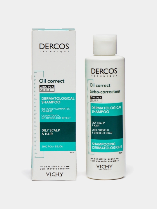 Shampunni parvarish qilishni tartibga solish, Vichy DERCOS TECHNIQUE OIL CONTROL, yog'li bosh terisi uchun, 200ml