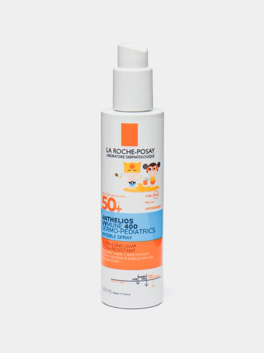 Yuz va tana uchun quyoshdan himoya qiluvchi chaqaloq spreyi, LA ROCHE-POSAY ANTHELIOS UVMUNE 400, SPF 50+ / PPD 27, 200ml
