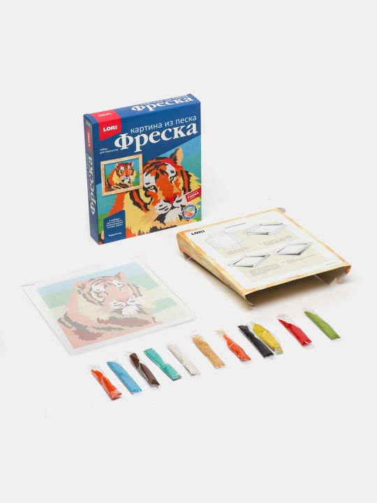 Фреска, картина из песка "Мудрый тигр" Кп-033