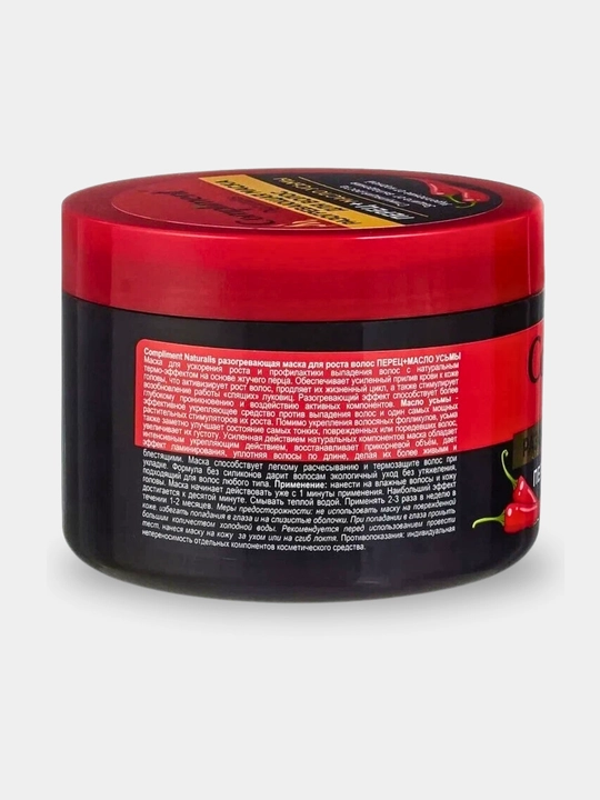 Soch o‘sishi uchun niqob, isituvchi, to'kilishga qarshi Compliment Naturalis, 500 ml