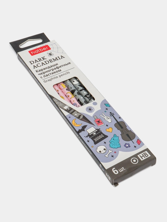 Hatber qora grafitli qalamlar toplami, dumaloq korpus, 6 dona, "HB" BLs-082774 q0000050174