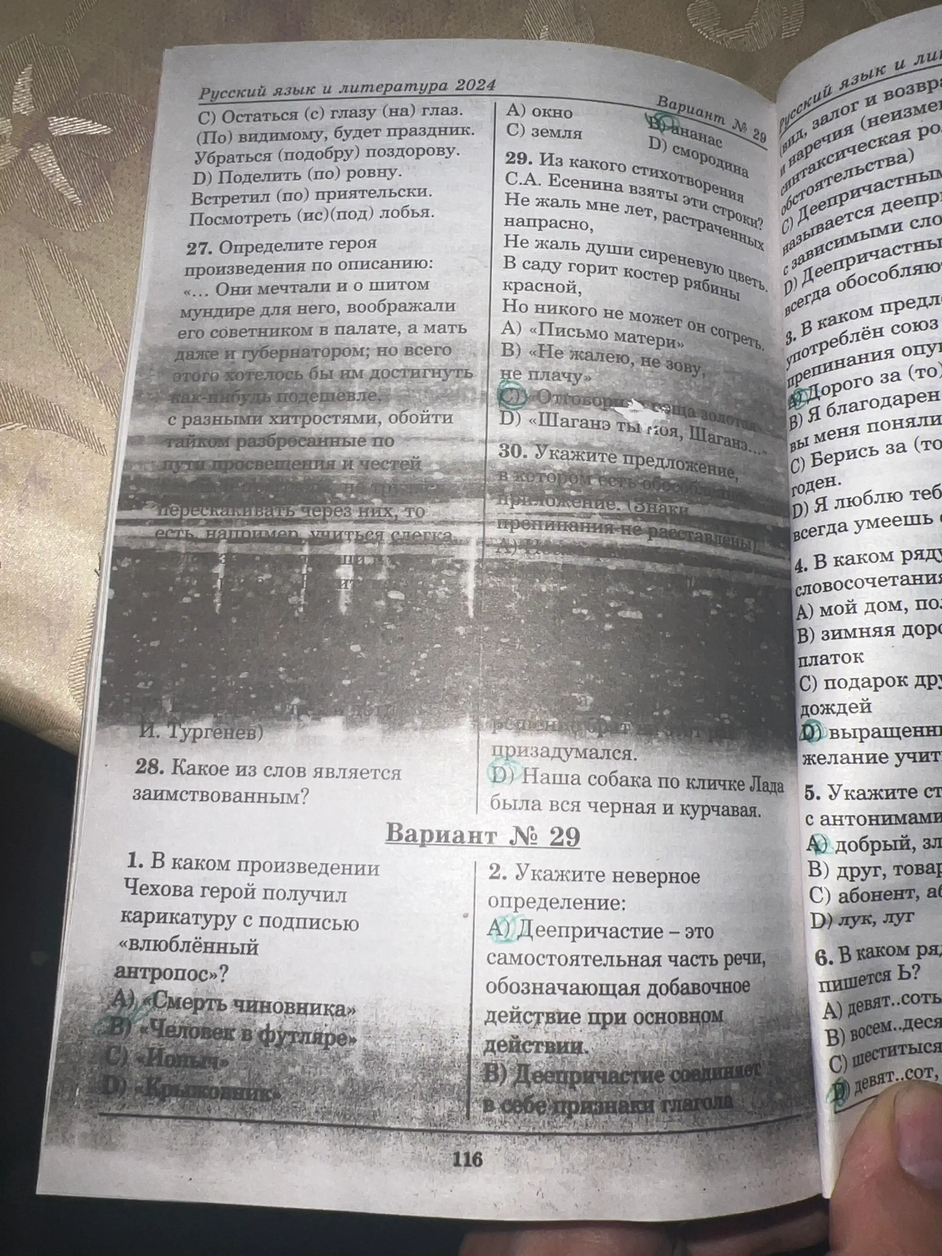 Variant 2024, Talabalar va abituriyentlar uchun testlar to'plami