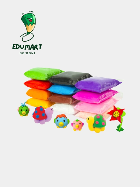 Havo plastilini to‘plami, 12 ta yorqin rang, bolalar uchun xavfsiz - 