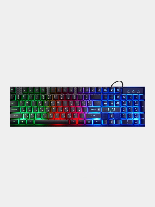 Игровой комплект 3 в 1 USB клавиатура+ USB мышь+ коврик Defender AURA с RGB подсветкой