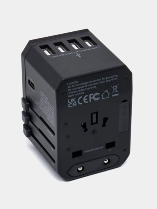 Переходник для всех розеток, для путешествий, 3xUSB и 2xType-C, PD, US, EU, UK - 