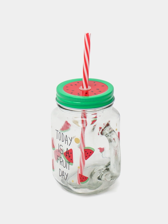 Trubochkali shisha stakan, krujka, tutqichli va metall qopqoqli, 400 ml