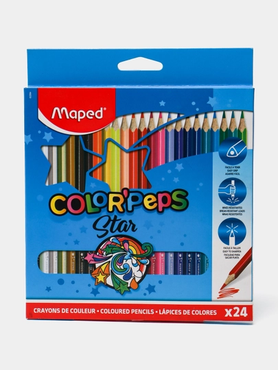 Карандаши цвет, Maped (24 цветов, Color'Peps) — GTRAD-P10A4B3-СИНИЙ