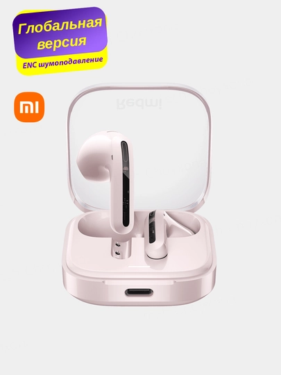 Беспроводные наушники Xiaomi Redmi Buds 6 Active с ENC, глобальная версия — THNA-RB6AGL-ПУДР
