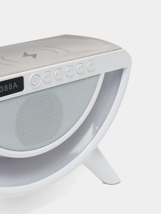 Tungi chiroq simsiz zaryadlash bilan, bluetooth-kolonka, soat va budilnik bilan