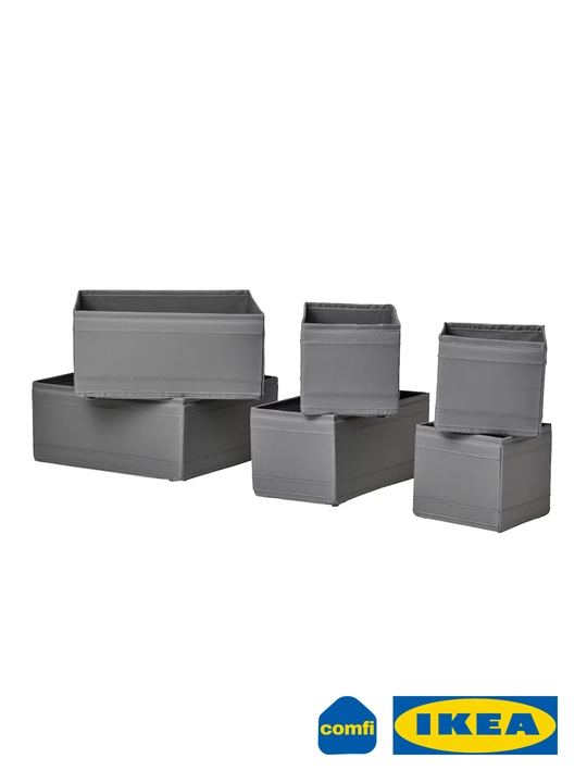 Набор 6 коробок органайзеров IKEA SKUBB, для хранения одежды, нижнего белья, носков