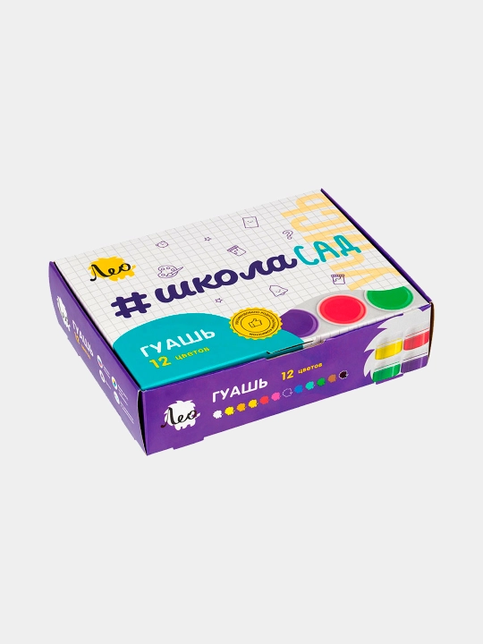 Guash bo'yoq Leo bolalar ijodiyoti uchun to'plam LG-0112, 12 ta rang 20 ml dan