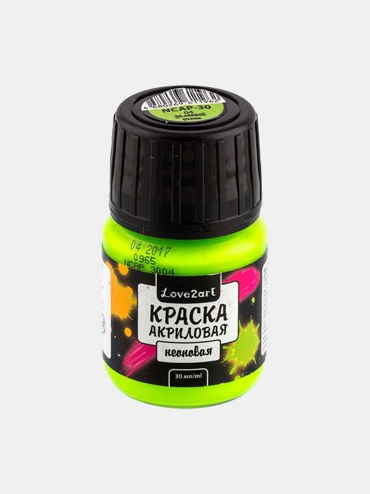Akril bo'yoq Love2art bezatish uchun neon NCAP-30, 04 yashil, 30 ml