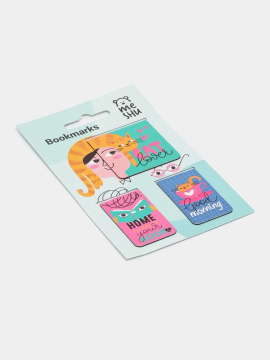 Закладки магнитные для книг, 3 шт, MESHU "Cat lover"