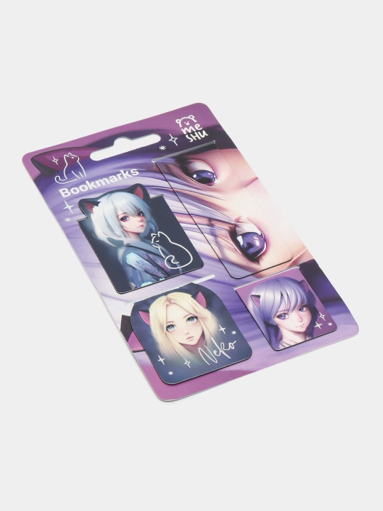 Kitoblar uchun magnit xatcho'plar, 4 dona, MESHU "Neko"
