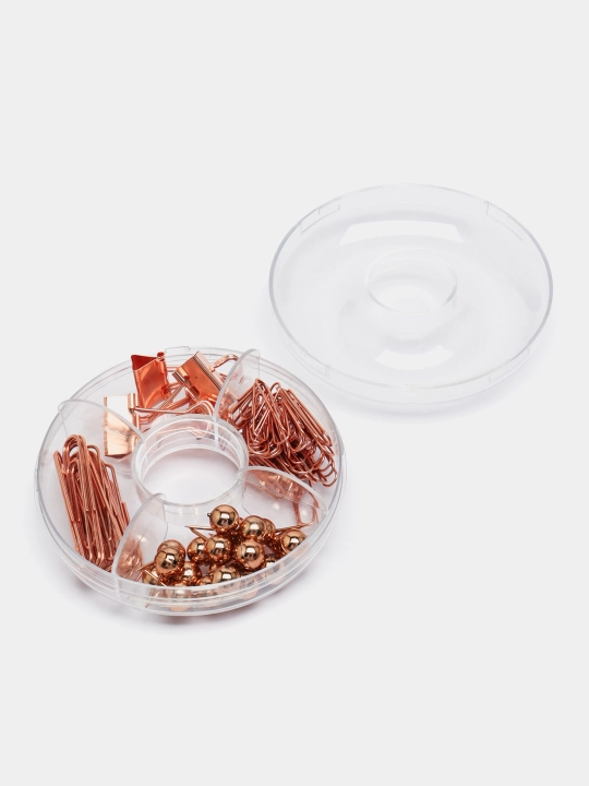 Meshu "Rose Gold" kichik ofis aksessuarlari to'plami, 89 dona, atirgul oltin