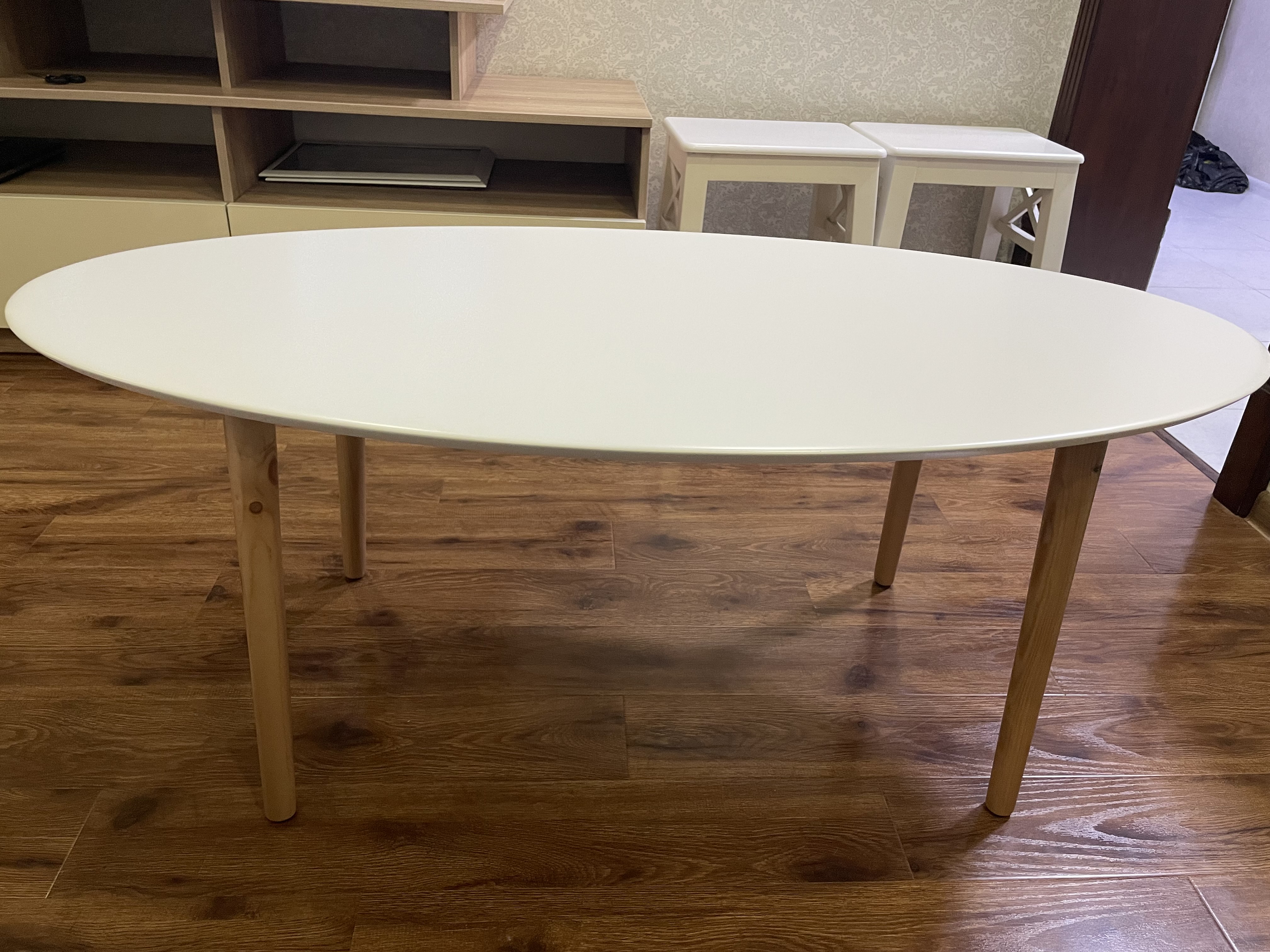 Jurnal stoli AIKO Oval, stol uy va ofis uchun, qahva stol, 120 x 60 x 45 sm