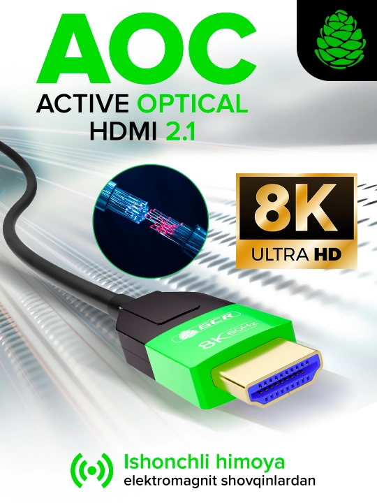 Optik HDMI 2.1 kabel HDMI 2.1 GCR UHD 8K 60Hz 4K 60Hz 48Gbit Apple TV PS5 Xbox X uchun - 