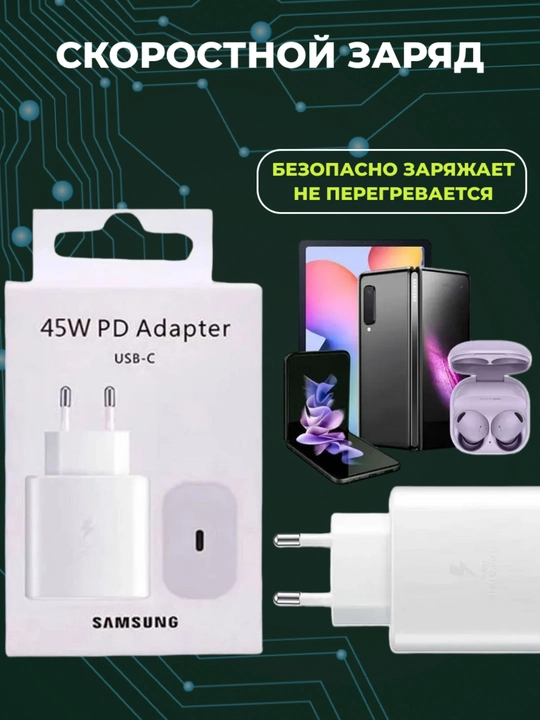 Быстрая зарядка 45W Type-C, зарядка для смартфона