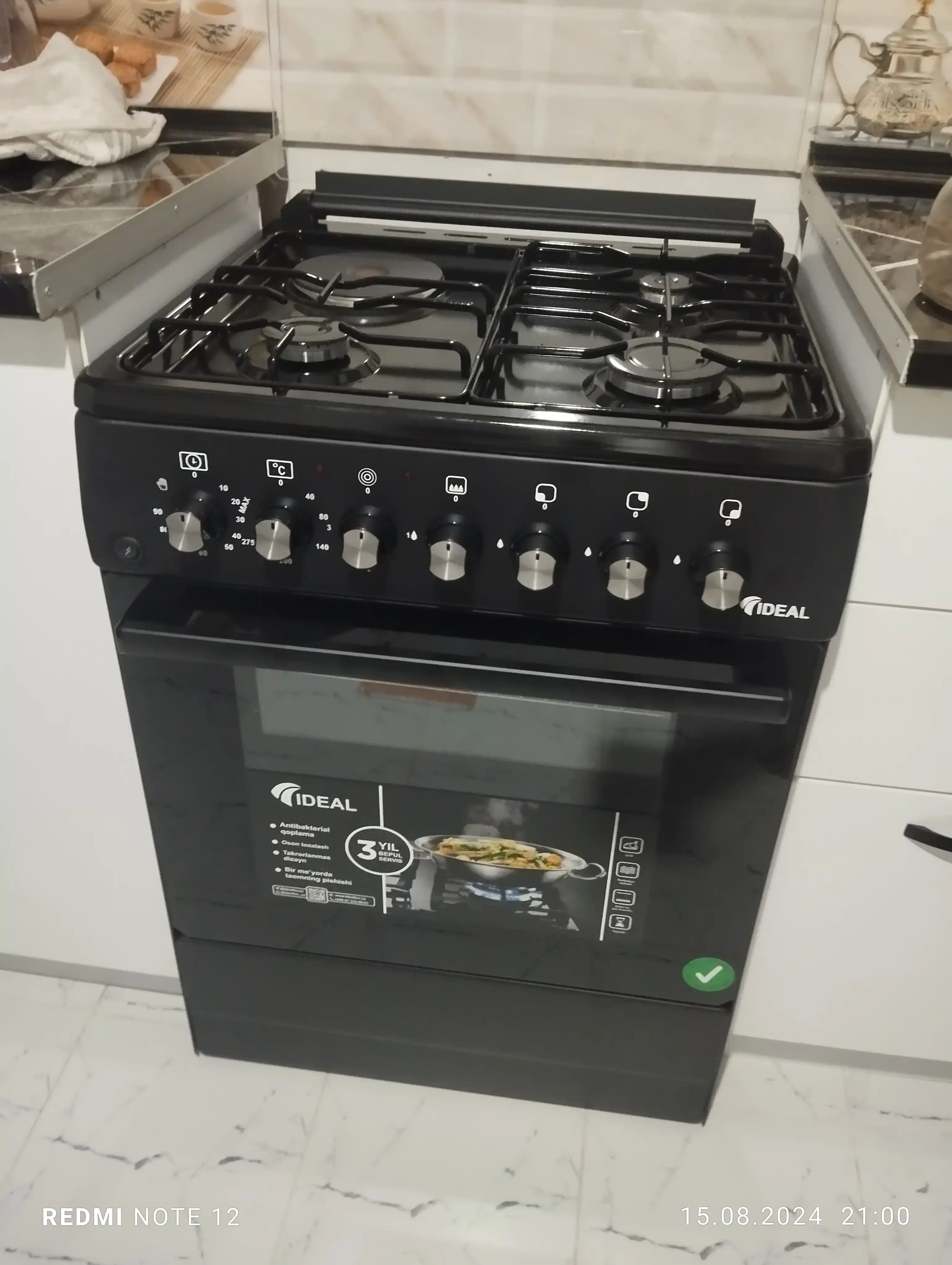 Ideal L350 3+1 konforkali gaz plitasi, pech hajmi 65 l, 60 * 60