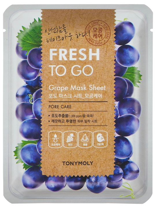 Тканевая маска для лица TONY MOLY FRESH TO GO 25г, ,питание, увлажнение, текстура, Корея