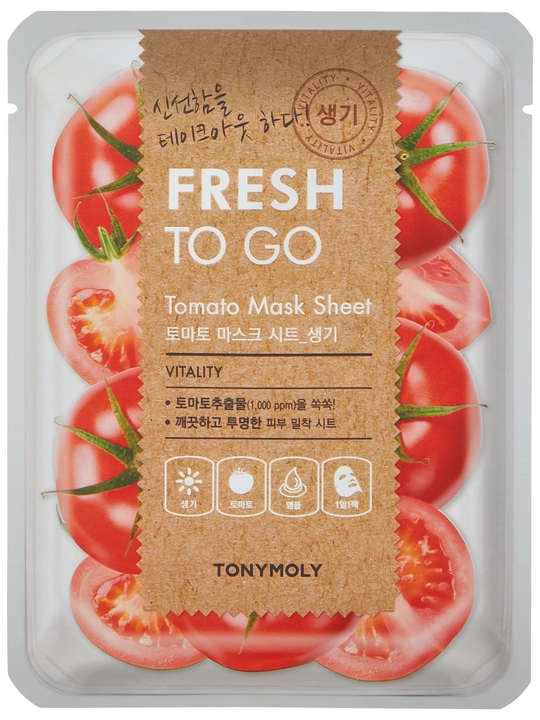 Matoli yuz niqobi TONY MOLY FRESH TO GO 25g, namlantirish, tekstura, Koreys parvarishi