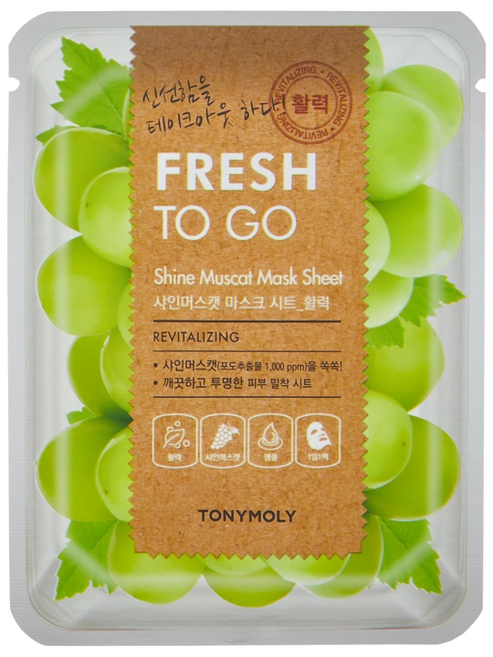 Matoli yuz niqobi TONY MOLY FRESH TO GO 25g, namlantirish, tekstura, Koreys parvarishi
