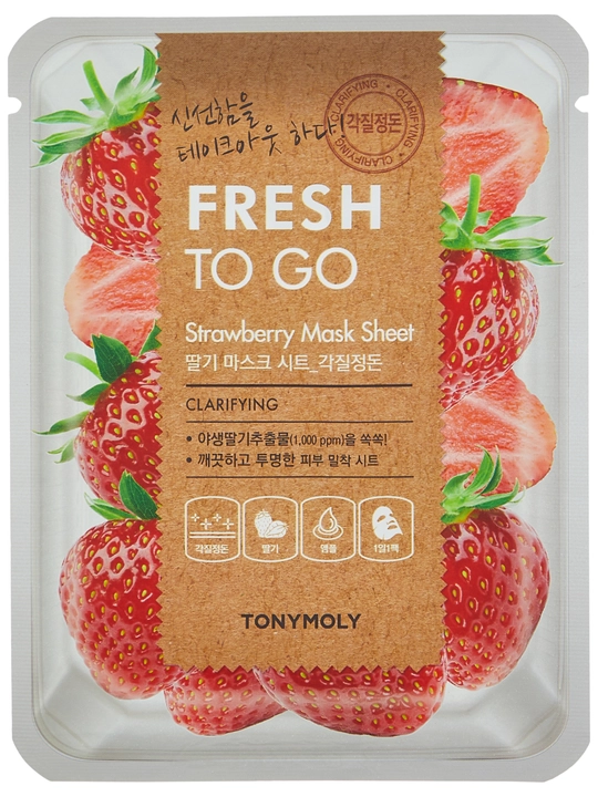 Matoli yuz niqobi TONY MOLY FRESH TO GO 25g, namlantirish, tekstura, Koreys parvarishi