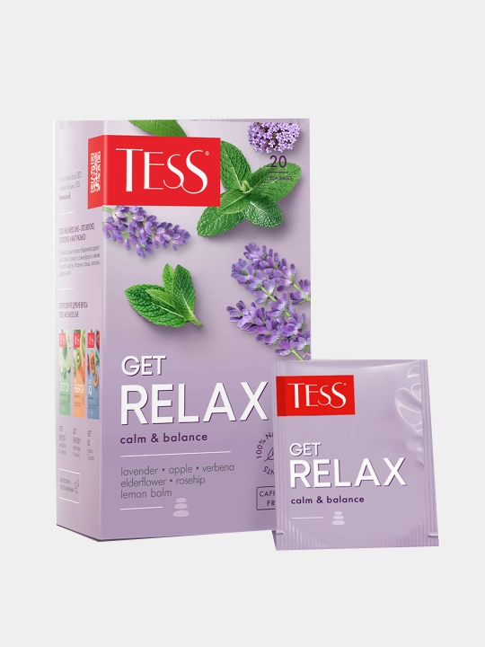 Ko'k choy TESS Get Relax, buzina ta'mi bilan, 1.5 g * 20 dona