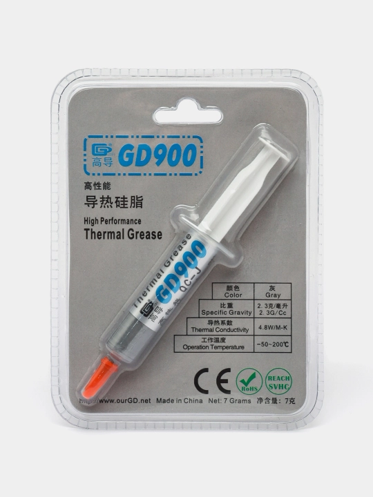 Термопаста GD900-T, серая для процессора, видеокарты, светодиода, термопрокладка - 