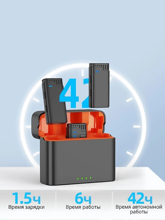Simsiz mikrofoni telefon uchun, Type-C, Lightning, displeyli zaryadlash qutisi bilan
