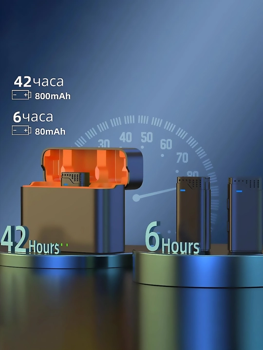 Simsiz mikrofoni telefon uchun, Type-C, Lightning, displeyli zaryadlash qutisi bilan