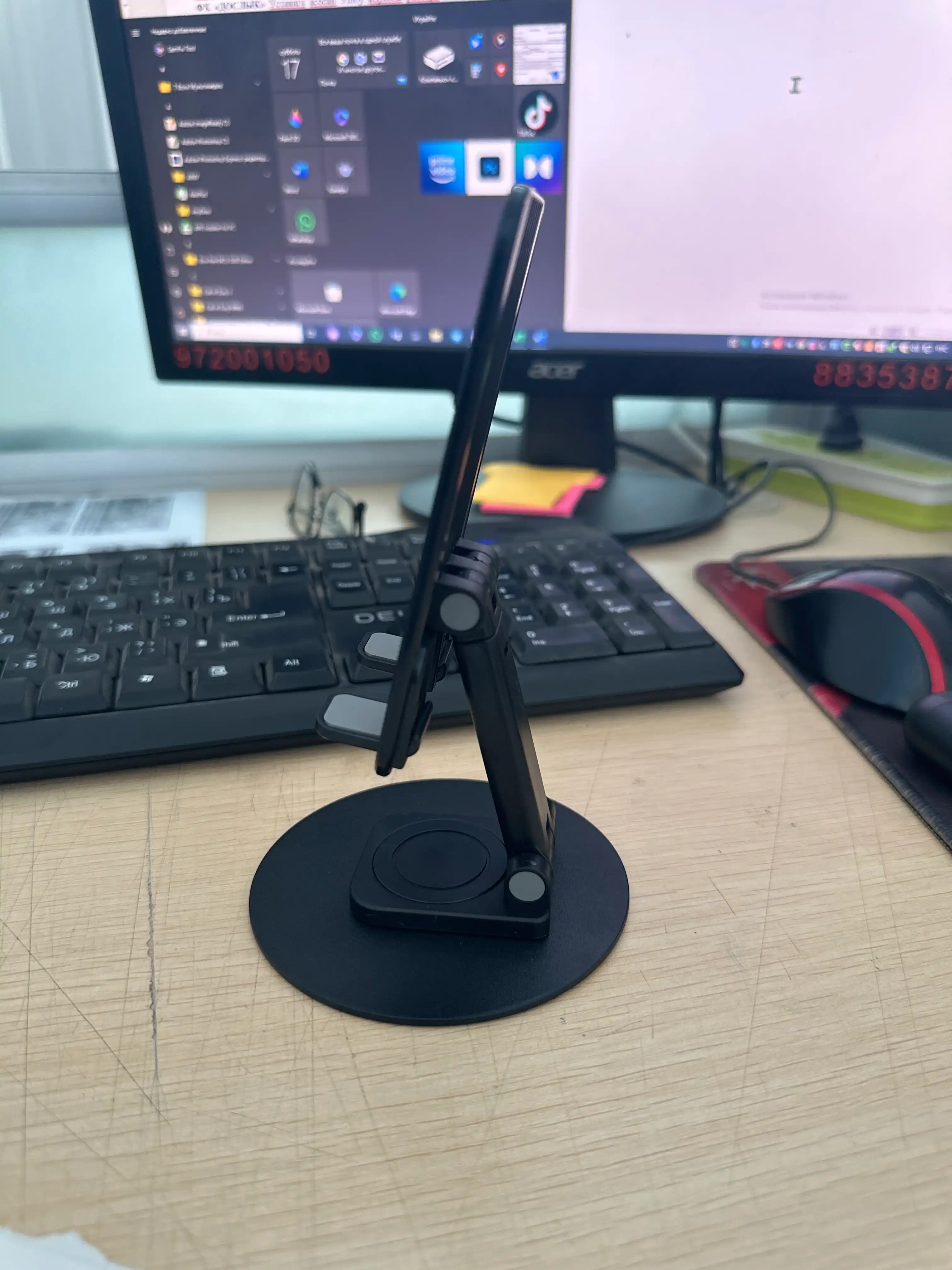 Planshet va telefon ushlagichi, 360 daraja aylanuvchi, metall asosda