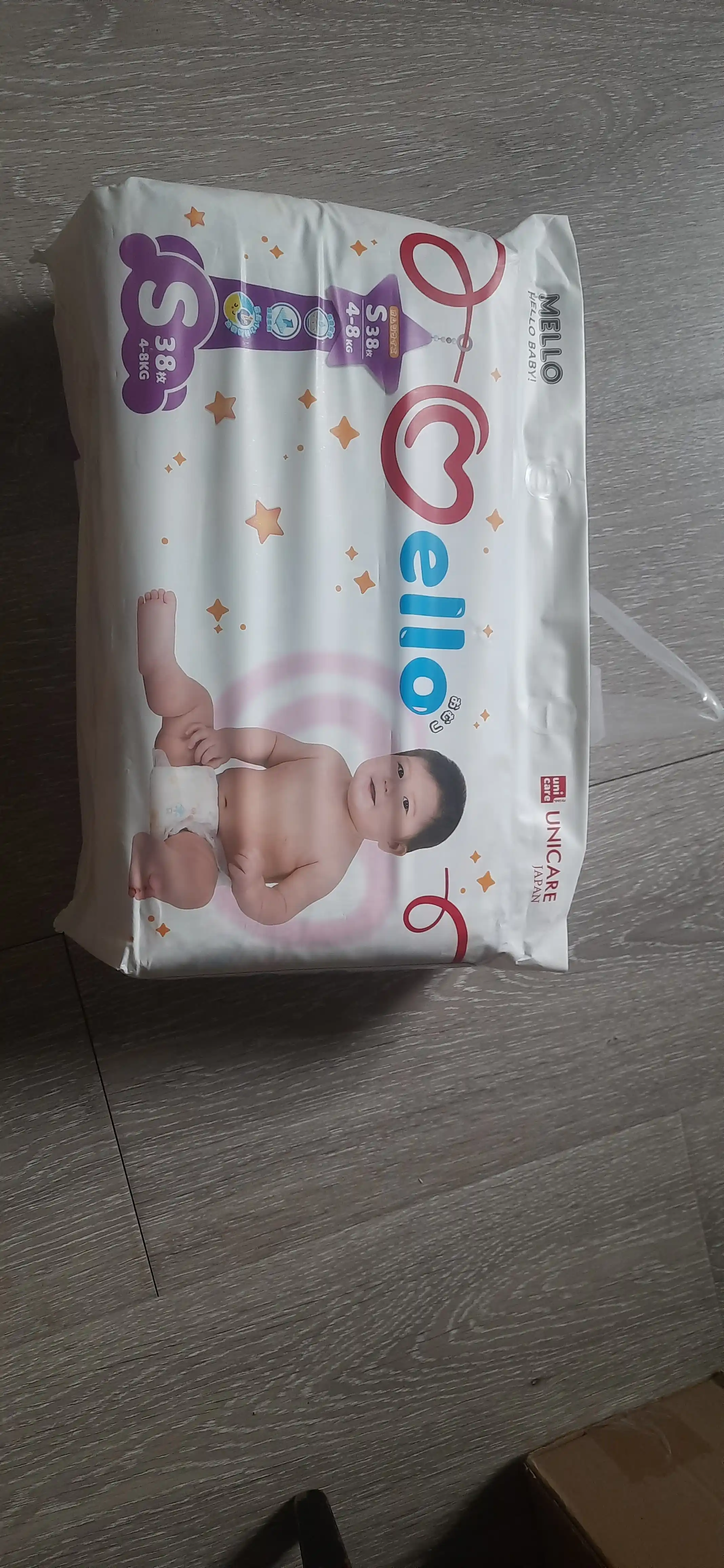 Yangi tug'ilgan chaqaloqlar uchun tagliklar MELLO, S 4-8 kg, 38 dona