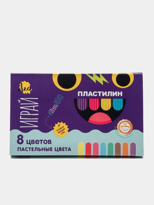Plastilin "Leo O'ynang LPMCP - 0108", klassik, pastel ranglar, 8 ta rang, 96 g
