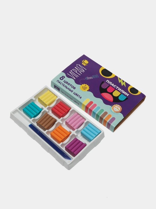 Plastilin "Leo O'ynang LPMCP - 0108", klassik, pastel ranglar, 8 ta rang, 96 g