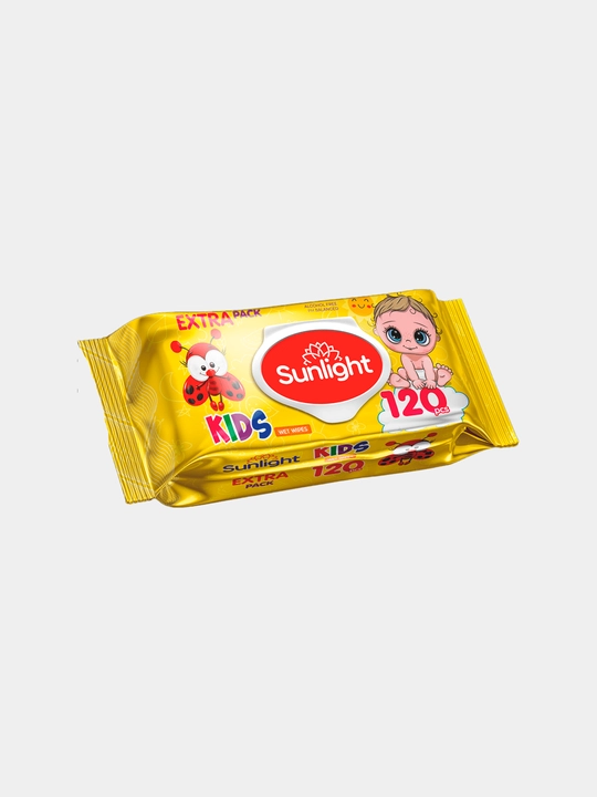 Nam salfetkalar "Kids ladybug" Quyosh nuri, 120 dona
