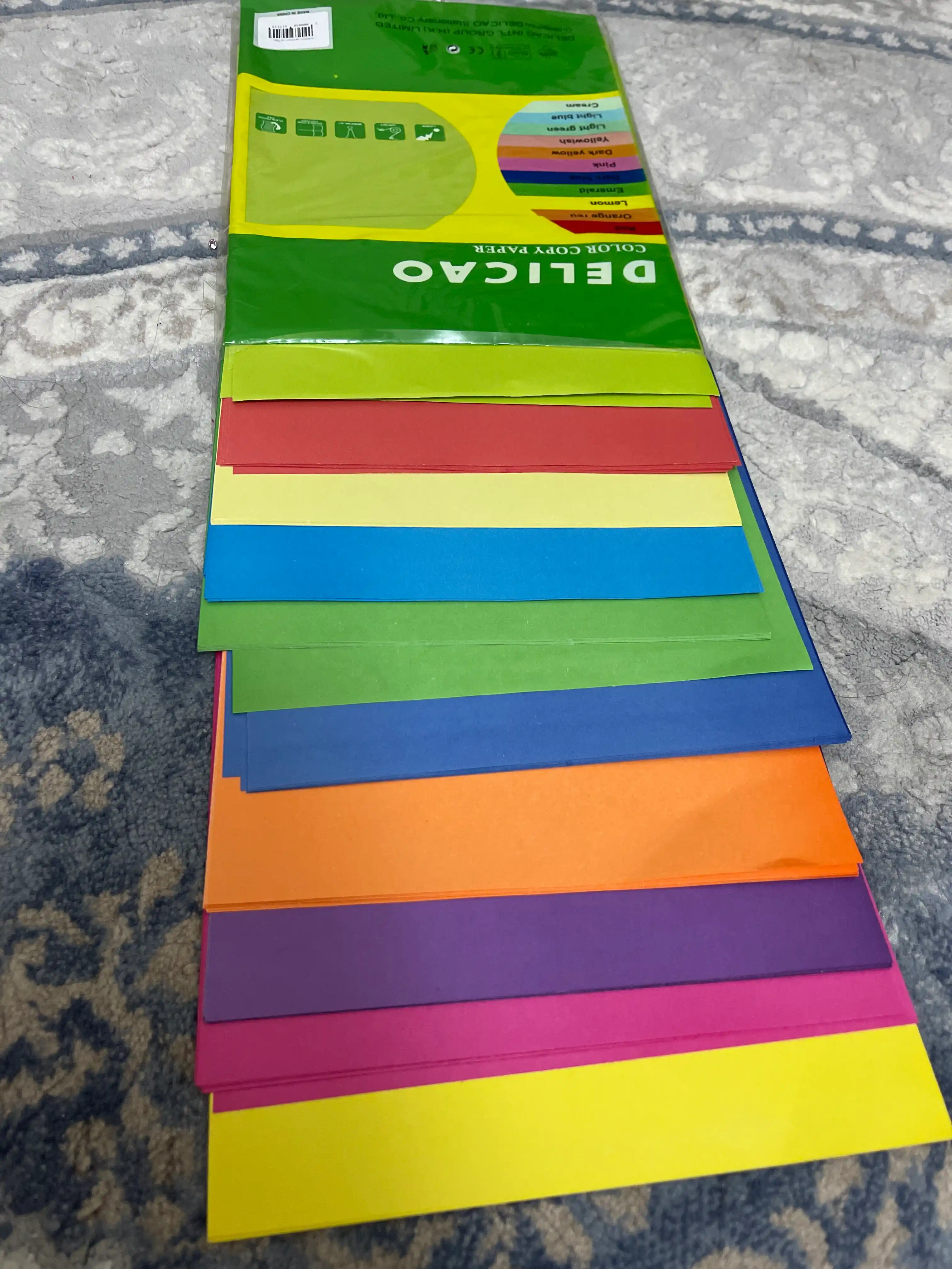 Rangli qog oz, A4, ofis, maktab va bog'cha uchun, 10 xil yorqin rangda, 100 dona