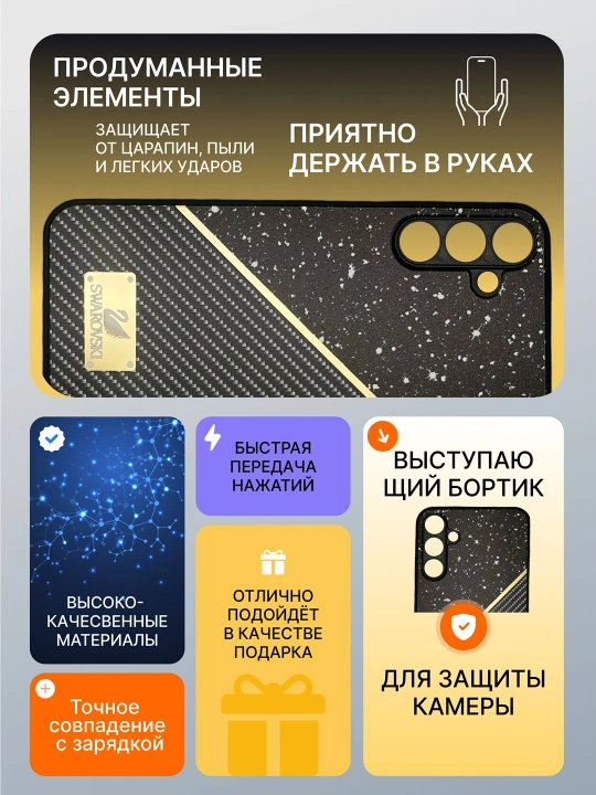 Чехол для смартфона Samsung A15 тонкий, защищает блок камер, ударопрочный