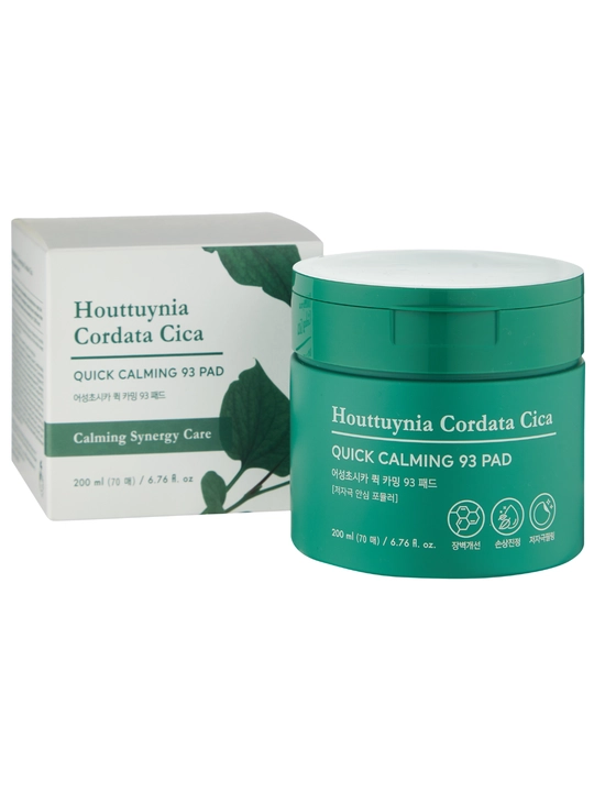 Пэды, пропитанные тонером для лица Houttuynia Cordata Cica Quick Calming 93 Pad, 200 мл