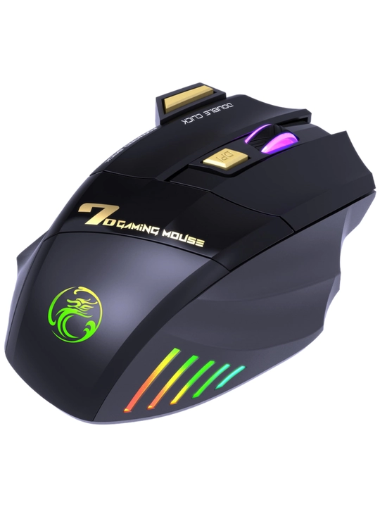 Игровая мышка iMICE GW-X7, беспроводная 2.4G, 3200 DPI, RGB, 7 кнопок, тихий клик, Type-C