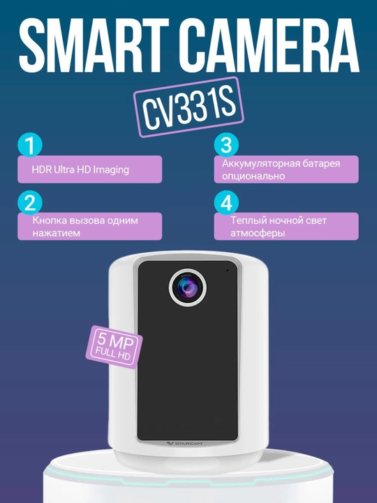 Видеоняня, камера с монитором 360 Vstarcam cv331s wifi 3Мп