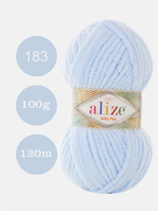 To'qish uchun ip Alize Softy Plus, 100% мikropolyestr, 100 gr, 120 metr - 