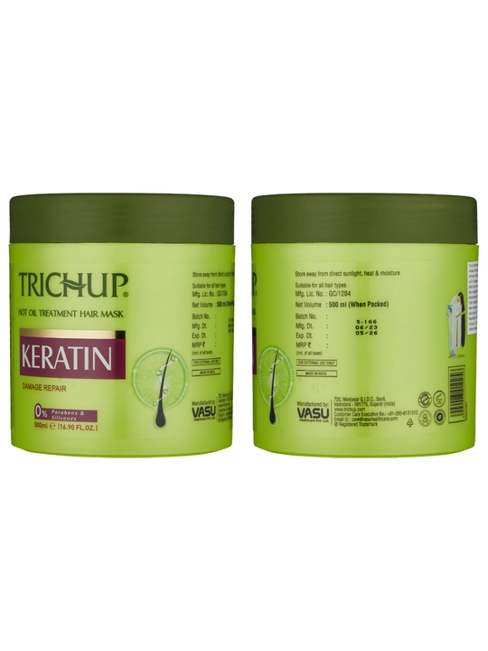 Trichup Keratin Hot Oil Mask 500 ml issiq moyli soch niqobi tiklash va oziqlantirish uchun